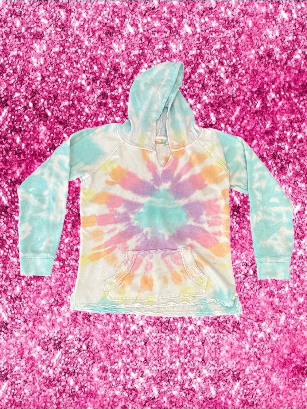 Vintage Havana Girls Tie Dye Hoodie Size XL 16 Pastel Pullover Sweatshirt